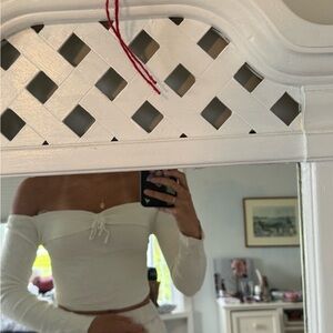 White Off-Shoulder Long Sleeve Top